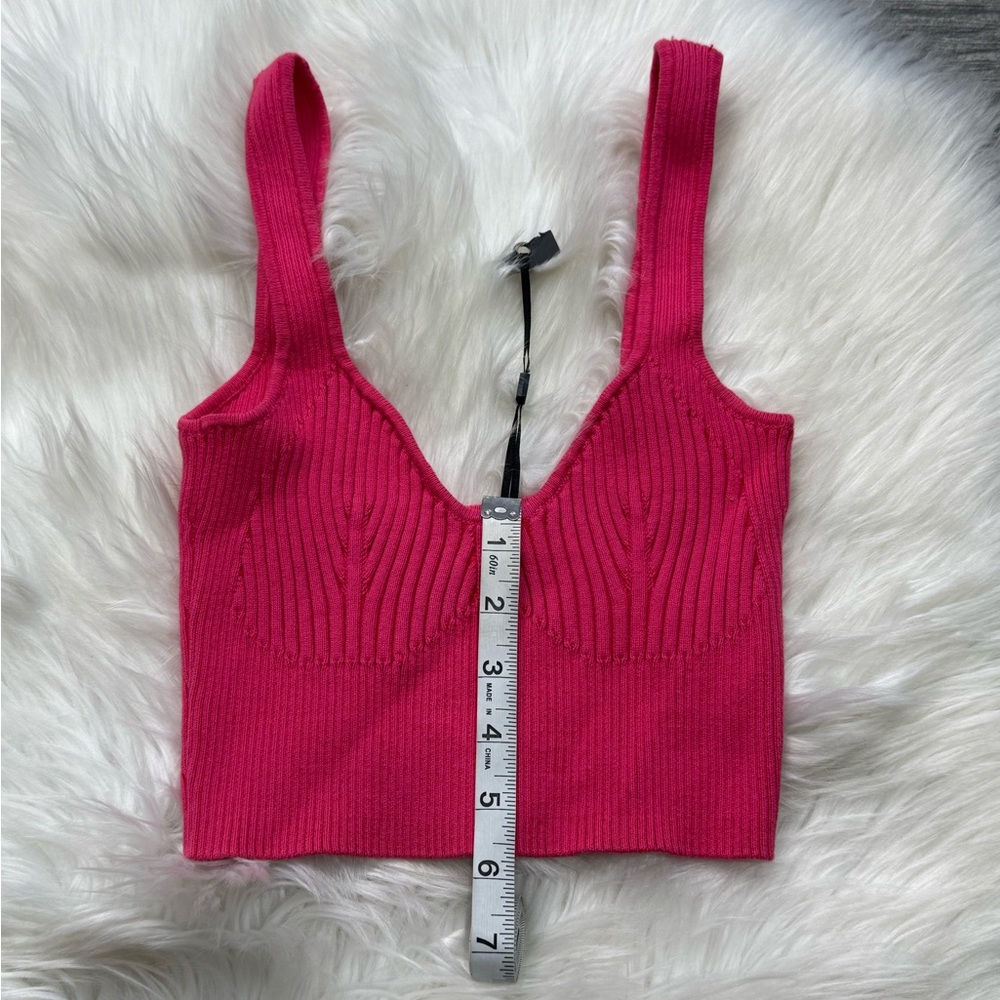 NWT Maniere De Voir Pink Ribbed Contour Crop Top - Picture 11 of 13